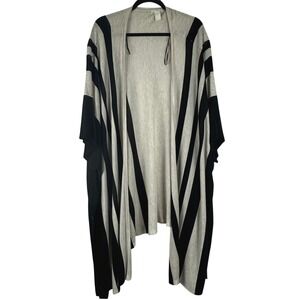 H&M‎ Womens Striped Kimono Open Cardigan Sweater Khaki Black M/L Layering Boho